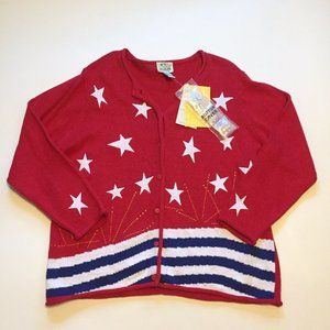 Red,White, and Blue Cardigan Sweater. NWT